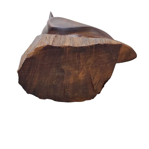 Vintage Hand Carved Wood Bird Sitting Sculpture Figurine Adults Brown Home Decor - Picture 5 of 7